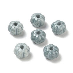 Light Blue Vintage Handmade Porcelain Beads, Fancy Antique Glazed Porcelain, Pumpkin, Light Blue, 10~10.5x7mm, Hole: 3mm