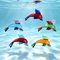 Mixed Color Handmade Lampwork Pendants, Dolphin Charms, Mixed Color, 35~44x36~43x20~25mm, Hole: 3.5~4mm