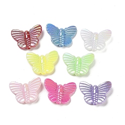 Mixed Color UV Plating Rainbow Iridescent Acrylic Beads, Butterfly, Mixed Color, 20.5x27x6mm, Hole: 2mm