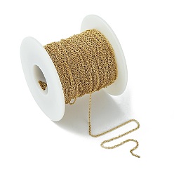 Golden 304 Stainless Steel Cable Chains, Soldered, with Spool, Oval, Golden, 2x1.5x0.4mm, about 164.04 Feet(50m)/roll