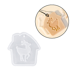 Дом Рождественская тема DIY силиконовые формы для подвесок, формы для литья смолы, белые, дом, 100x98x6 мм, отверстие : 5 мм