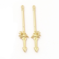 Золотой Стойки обшивки сплава большие кулоны, без кадмия, без никеля и без свинца, копье очарование, золотые, 59x13x3 мм, отверстие : 2 мм