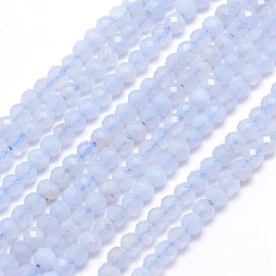 Blue Lace Agate Natural Blue Lace Agate Beads Strands, Faceted, Round, 2.5~3mm, Hole: 1mm, about 113pcs/strand, 15.35 inch(39cm)