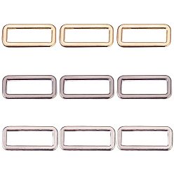 Mixed Color Alloy Buckles, Rectangle, Mixed Color, 7.4x7.2x1.7cm, Buckles: 31.5x14x2mm, 12pcs/color, 36pcs/box