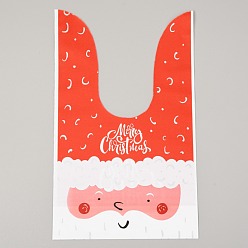Santa Claus Christmas Theme Plastic Bags,  for Christmas Party Sweets Snack Gift Ornaments, Santa Claus, 22.6x13.5cm, 50pcs/bag