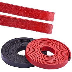 Mixed Color Cowhide Leather Cord, Leather Jewelry Cord, Mixed Color, 10x2~2.5mm, 2m/color, 2rolls/set