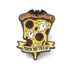 Pizza Эмалированные булавки на Хэллоуин, булавки для лацканов из сплава для одежды рюкзака, желтые, пицца «сладость или гадость», 28.5x21.5 мм