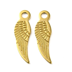 Real 18K Gold Plated Ion Plating(IP) 304 Stainless Steel Pendants, Wing Charm, Laser Cut, Real 18K Gold Plated, 18.5x5.5x1mm, Hole: 2mm
