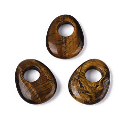 Тигровый глаз Природных тигровый глаз подвески, слезинки, 24.5~25x19.5~20x5.5~6.5 мм, отверстие : 8~9 мм