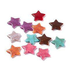 Mixed Color Crackle Opaque Acrylic Beads, Imitation Turquoise, Star, Mixed Color, 28x31.5x6mm, Hole: 3mm, about 187pcs/500g