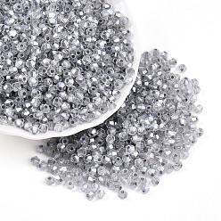 Светло-серый Бисер из стекла , внутри цветов, двухконусные, светло-серый, 4.5x3.5 мм, отверстие : 1.4 мм, 6425 шт / фунт