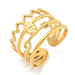 Настоящее золото 18K Ионное покрытие (ip) 304 открытая манжета из нержавеющей стали, широкое кольцо для женщин, реальный 18 k позолоченный, регулируемый