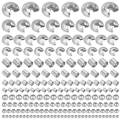 Платина Наборы для изготовления ювелирных изделий своими руками, включая чехлы для железных бусин, латуни обжимной шарики охватывает, Зажимные бусины из латуни, платина, 1.5~6x1.2~6 мм, отверстие : 1~2.5 мм, 1845 шт