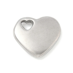 Нержавеющая Сталь Цвет 304 из нержавеющей стали сердце кулоны, анти-тускнение, цвет нержавеющей стали, 16x17x4 мм, отверстие : 4x3 мм