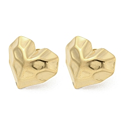 Golden 304 Stainless Steel Stud Earrings, Heart, Golden, 18x21mm