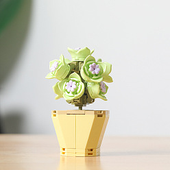 Светло-зеленый Пластиковые сочные цветы завод строительные блоки diy набор игрушек, суккуленты бонсай модель, для декора дома в подарок, светло-зеленый, 70x70x95 мм