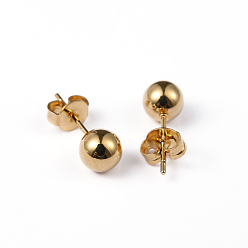 Золотой 304 серьги из нержавеющей стальной шарик, золотые, 16x6 мм, штифты : 0.8 мм, 10 пар / доски