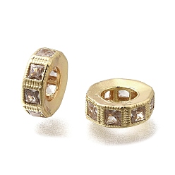 Золотой Латунные микропаве из прозрачного кубического циркония, долговечный, плоско-круглые, золотые, 10x9.5x4 мм, отверстие : 5 мм