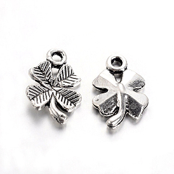 Antique Silver Tibetan Style Alloy Clover Charms, Cadmium Free & Lead Free, Antique Silver, 15.5x10x2mm, Hole: 1.5mm, about 1950pcs/1000g