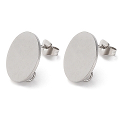 Нержавеющая Сталь Цвет 304 Выводы серьги из нержавеющей стали шпилька, плоско-круглые, цвет нержавеющей стали, 15 мм, отверстие : 2.5 мм, штифты : 1 мм