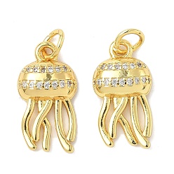 Золотой Латунные микро проложить кубического циркония подвески, медуза, стойки покрытие, долговечный, без кадмия и без свинца, с целью перехода в кольце, золотые, 18x9x3 мм, отверстие : 3.5 мм