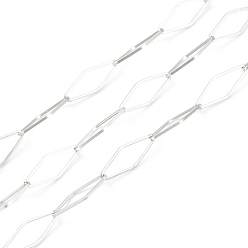 Stainless Steel Color Tarnish Resistant 304 Stainless Steel Link Chain, Rhombus, Soldered, Soldered, with Spool, Stainless Steel Color, 19.5x7x1mm, 16.4 Feet(5m)/roll