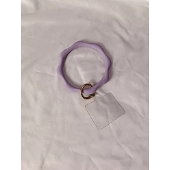 Medium Purple Silicone Loop Phone Lanyard, Wrist Lanyard Strap with Plastic & Golden Plated Alloy Keychain Holder, Medium Purple, 9cm