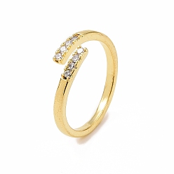 Настоящее золото 18K Кольцо-манжета из прозрачного кубического циркония, украшения из латуни для женщин, без кадмия и без свинца, реальный 18 k позолоченный, внутренний диаметр: 16 мм