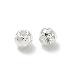 Silver 304 Stainless Steel Hammered Round Spacer Beads, Ion Plating(IP), Silver, 4x3.5mm, Hole: 1.5mm