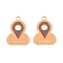 Sandy Brown Alloy Enamel Pendants, Locating Sign Charms, Golden, Sandy Brown, 25.5x20x1mm, Hole: 2mm