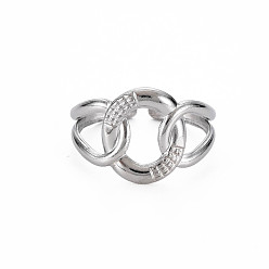 Stainless Steel Color Non-Tarnish 304 Stainless Steel Interlocking Ring Cuff Ring, Hollow Open Ring for Women, Stainless Steel Color, US Size 9(18.9mm)