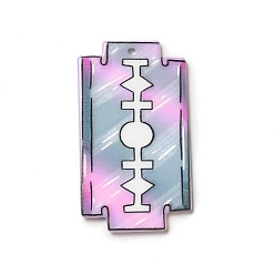 Tableware Halloween Printed Acrylic Pendants, Knife Pattern, 46x26x2.2mm, Hole: 1.8mm