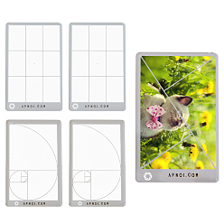 Прозрачный 6шт 3 стили акриловая линейка, линейка видоискателя состава Фибоначчи, прямоугольные, прозрачные, 84.5x53.5x2.5 мм, 2 шт / стиль