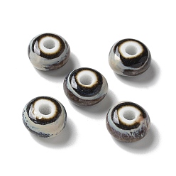 Разноцветный Фарфоровые бусины ручной работы, рондель, красочный, 12x7 мм, отверстие : 3.3 мм