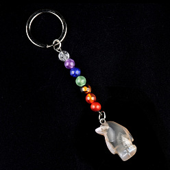 Натуральный Агат Агатовый брелок, с кварцевым резонатором, аметист, ляпис, авантюрин, красный агат, красная яшма, пингвин, 11 см