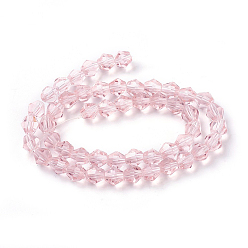 Pink Имитация хрусталя прядь, граненые, конус, розовые, 6x6 мм, отверстие : 0.8 мм, около 44~48 шт / нитка, 10.6~11.4 дюйм