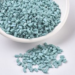 (HTL412FR) Matte Opaque Turquoise Green AB MIYUKI Half TILA Beads, Japanese Seed Beads, 2 Hole, (HTL412FR) Matte Opaque Turquoise Green AB, 5x2.3x1.9mm, Hole: 0.8mm, about 2500pcs/100g