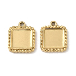 Настоящее золото 18K 304 Настройки кабошон из нержавеющей стали кулон, квадратный, ионное покрытие (ip), реальный 18 k позолоченный, лоток : 8x8 мм, 15x12.5x2.5 мм, отверстие : 1.2 мм