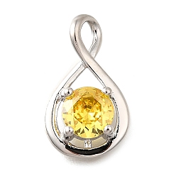 Золотистый 925 подвески из стерлингового серебра с паве из кубического циркония, бесконечная форма, платина, золотые, 17x10x4 мм, отверстие : 3.5x2.5 мм