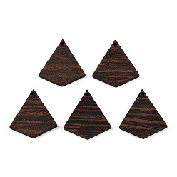 Coconut Brown Natural Wenge Wood Pendants, Undyed, Quadrangle Kite Charms, Coconut Brown, 28x26x3.5mm, Hole: 1.6mm