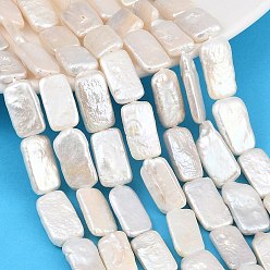 White Natural Baroque Keshi Pearl Beaded Strands, Cultured Freshwater Pearl Beads, Rectangle, Grade 6A++, White, 18x9mm, Hole: 0.5mm, about 22pcs/strand, 15.55''~15.87''(39.5~40.3cm)