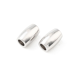 Real Platinum Plated SHEGRACE Brass Beads, Barrel, Cadmium Free & Nickel Free & Lead Free, Real Platinum Plated, 4x2.5mm, Hole: 1.2mm