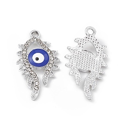 Платина Сплава кристалла горный хрусталь подвески, эмалью сглаза, Очарование глаз, платина, 29x16x3 мм, отверстие : 2 мм