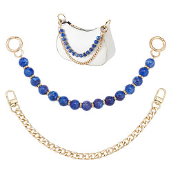 Light Gold 2 шт. 2 стили 14 мм синие круглые цепочки для сумок с имитацией драгоценных камней из смолы и железные цепочки с панцирным плетением, короткие ремни для сумок, золотой свет, 300~305 мм, 1 шт / стиль