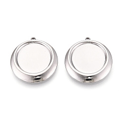 Нержавеющая Сталь Цвет 304 Настройки кабошон из нержавеющей стали кулон, плоско-круглые, цвет нержавеющей стали, лоток : 17 мм, 26x23.5x3 мм, отверстие : 1.5~1.6 мм