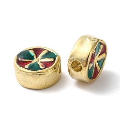 Настоящее золото 18K Стойки покрытие латунь эмаль бисер, долговечный, без кадмия и без свинца, колесо, реальный 18 k позолоченный, 7.5x3.5 мм, отверстие : 1.5 мм