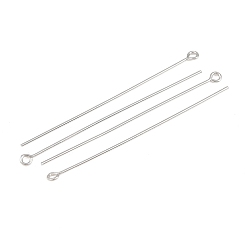 Real Platinum Plated SHEGRACE 20G Brass Eye Pins, Cadmium Free & Nickel Free & Lead Free, Real Platinum Plated, 50x3x0.7mm, Hole: 1.5mm, 21 Gauge