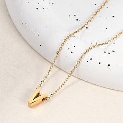 Letter V Ионное покрытие (ip) 304 ожерелья с подвесками из нержавеющей стали, реальный 18 k позолоченный, буквы, Буква V, 15.94 дюйм(40.5см)~16.14 дюйм(41см)+54мм удлинитель, буквы: 10x7x4 мм.