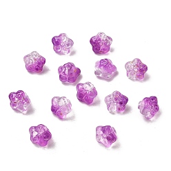 Фиолетовый Прозрачные стеклянные бусины, бусины в форме колокольчика, петуния, с блеском порошок, градиент цвета, фиолетовые, 10x10.5x8 мм, отверстие : 1.2 мм, 1526 шт / 1000 г