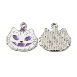 Белый Подвески из эмали и сплава, для Хэллоуина, кошка в форме тыквы, белые, 20.5x20x1.2 мм, отверстие : 1.8 мм